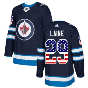 Herren Winnipeg Jets Eishockey Trikot Patrik Laine #29 Authentic Navy Blau USA Flag Fashion